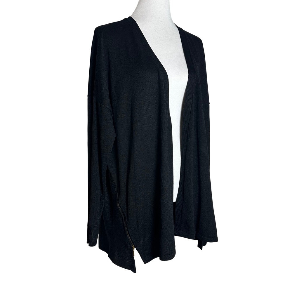 Lane Bryant Black Open Front Cardigan Side Zip Ribbed Back Plus Womens 18/20 NWT